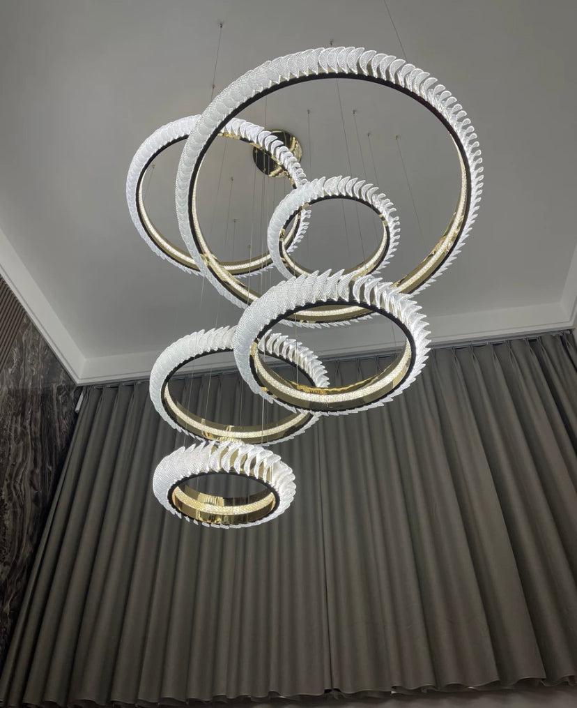 Elunara Cascading Crystal Ring Chandelier, view 2