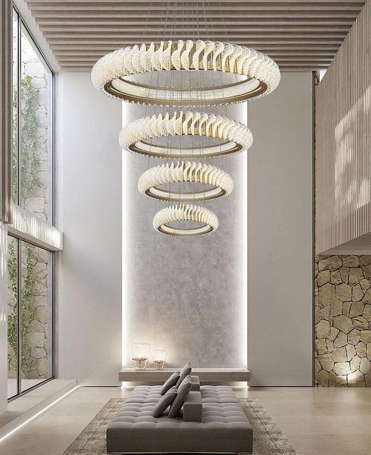 Elunara Cascading Crystal Ring Chandelier, view 3