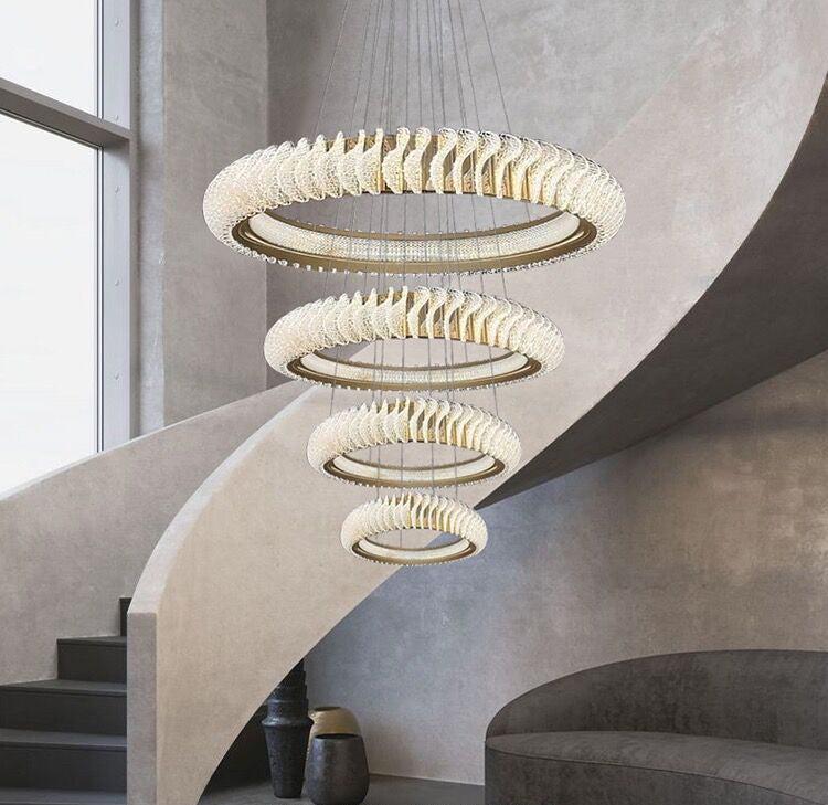 Elunara Cascading Crystal Ring Chandelier, view 4