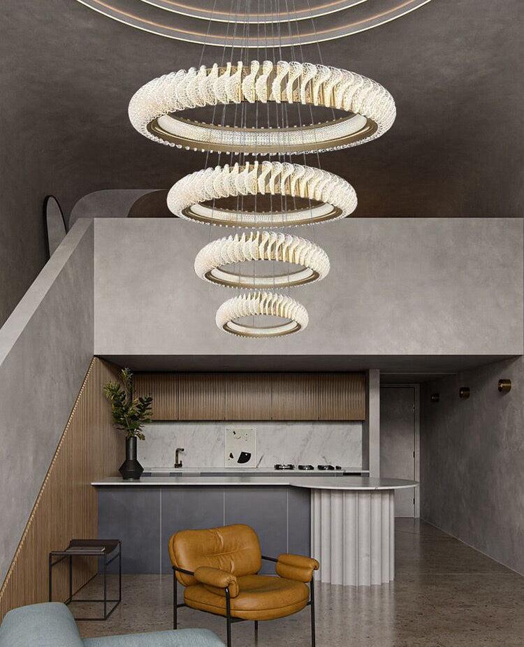 Elunara Cascading Crystal Ring Chandelier, view 8