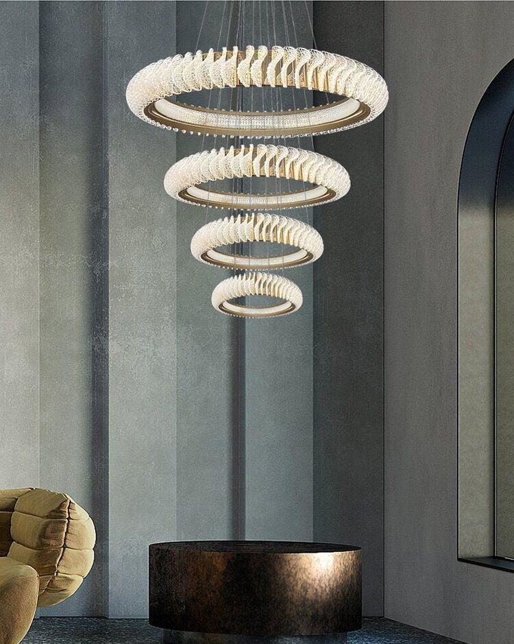 Elunara Cascading Crystal Ring Chandelier, view 9
