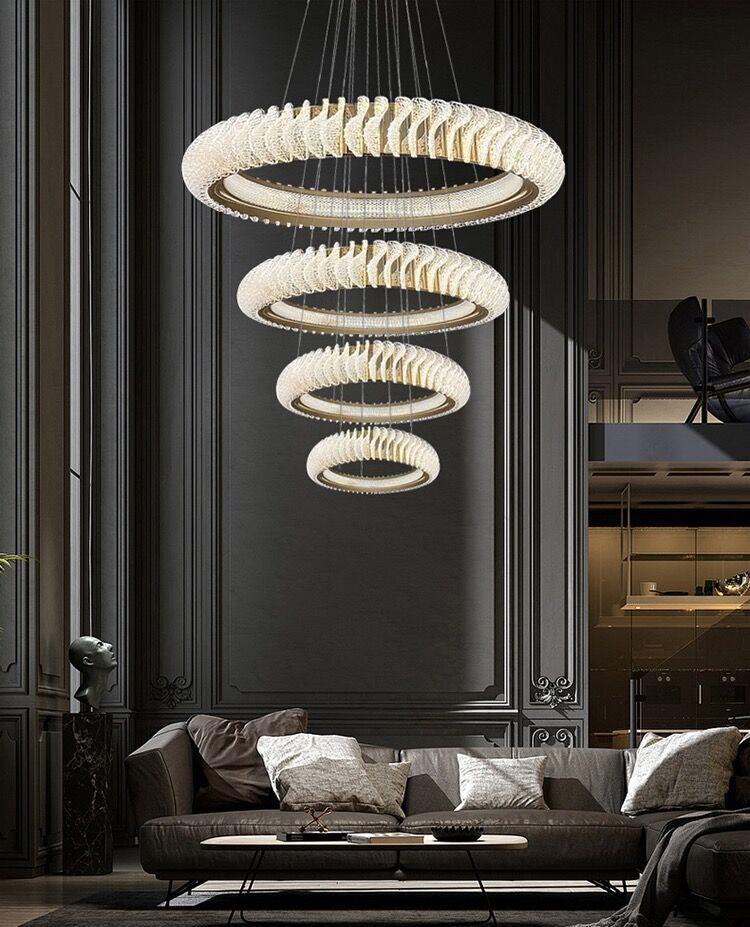 Elunara Cascading Crystal Ring Chandelier, view 10