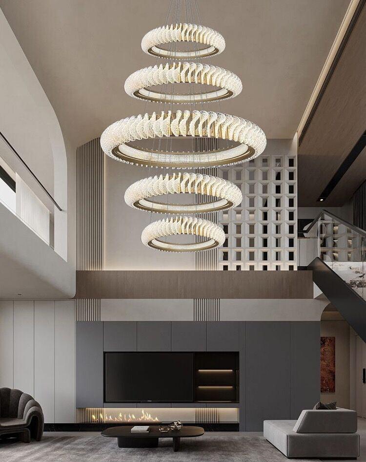 Elunara Cascading Crystal Ring Chandelier, view 11