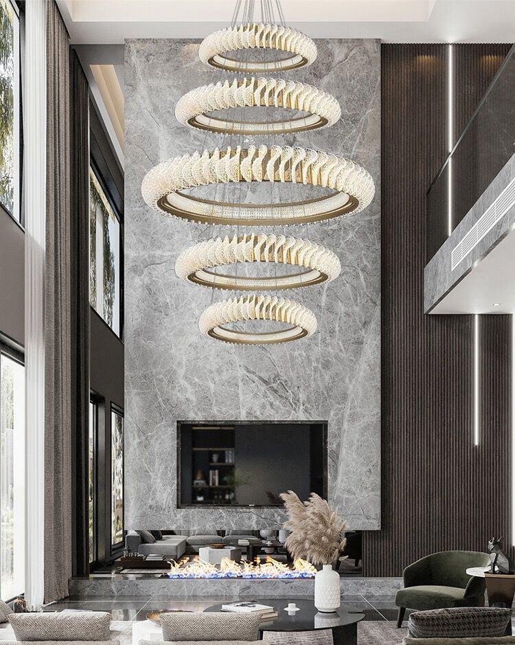 Elunara Cascading Crystal Ring Chandelier, view 13