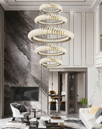Elunara Cascading Crystal Ring Chandelier, view 14