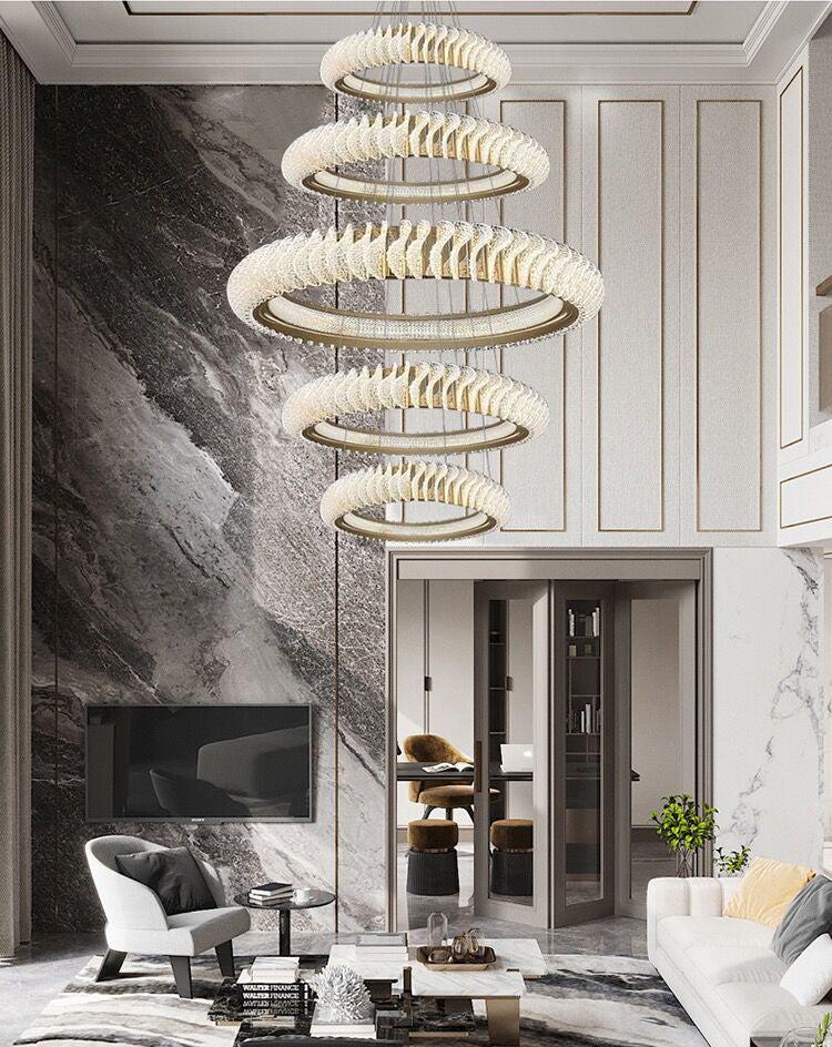Elunara Cascading Crystal Ring Chandelier, view 14