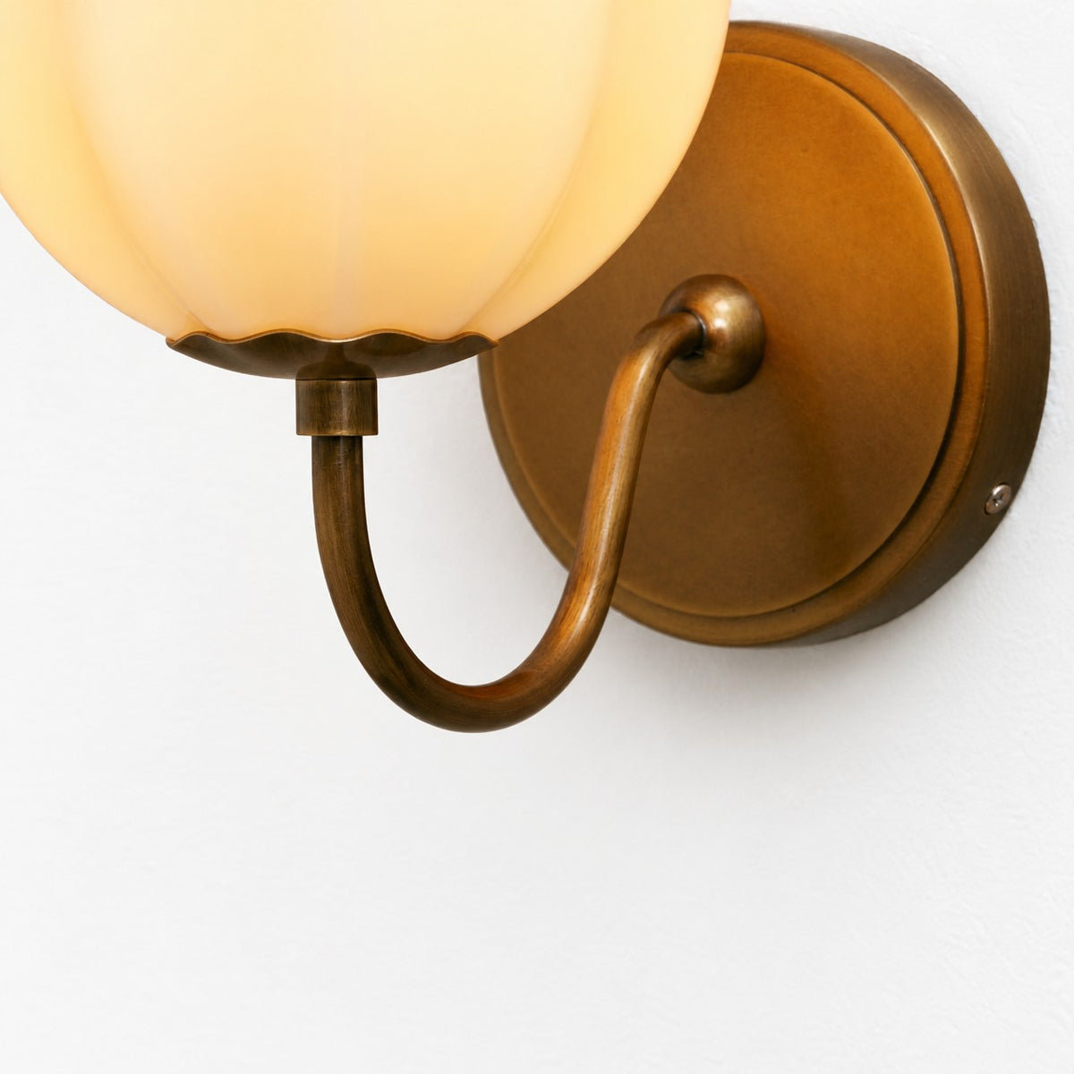 Vitrelle Gooseneck Wall Sconce, Cream Glass & Brass