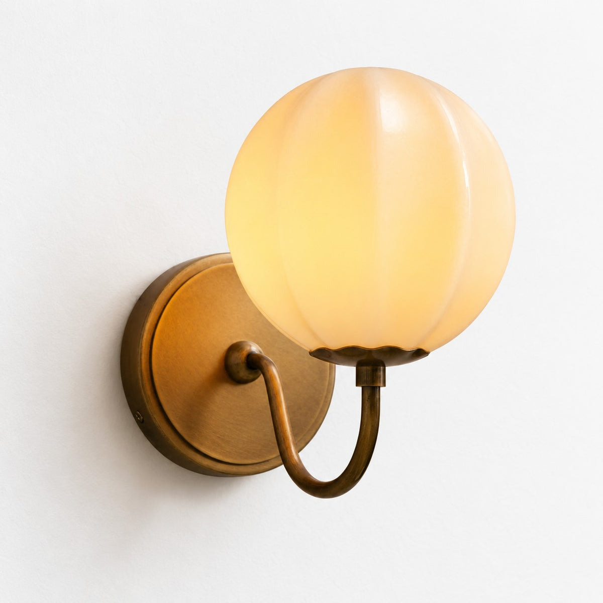 Vitrelle Gooseneck Wall Sconce, Cream Glass & Brass