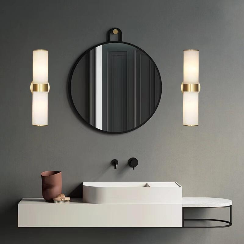 Linessa Linear Alabaster Wall Sconce, Brass, view 3